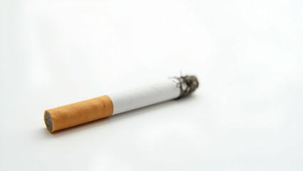 Person Smoking Cigarette on White Background: A Minimalist Lifestyle Concept Highlighting Personal Habits with Ample Empty Space for Stock Photo Use