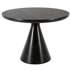 Elegant black marble round side table with a unique pedestal base.