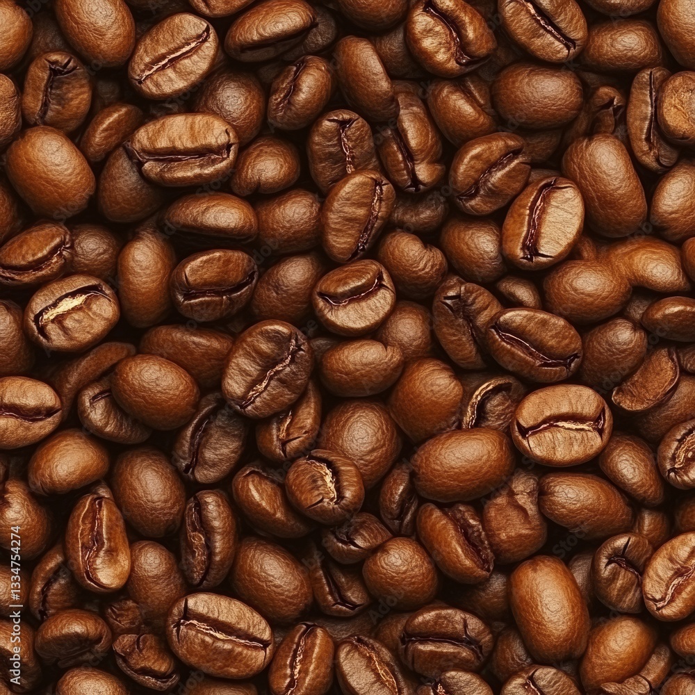 Poster realistic macro texture of coffee beans on a neutral background