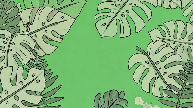 Illustration of tropical leaves frame with green screen - Nature style - Creative Background