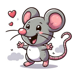 Fototapeta premium Cartoon happy mouse waving