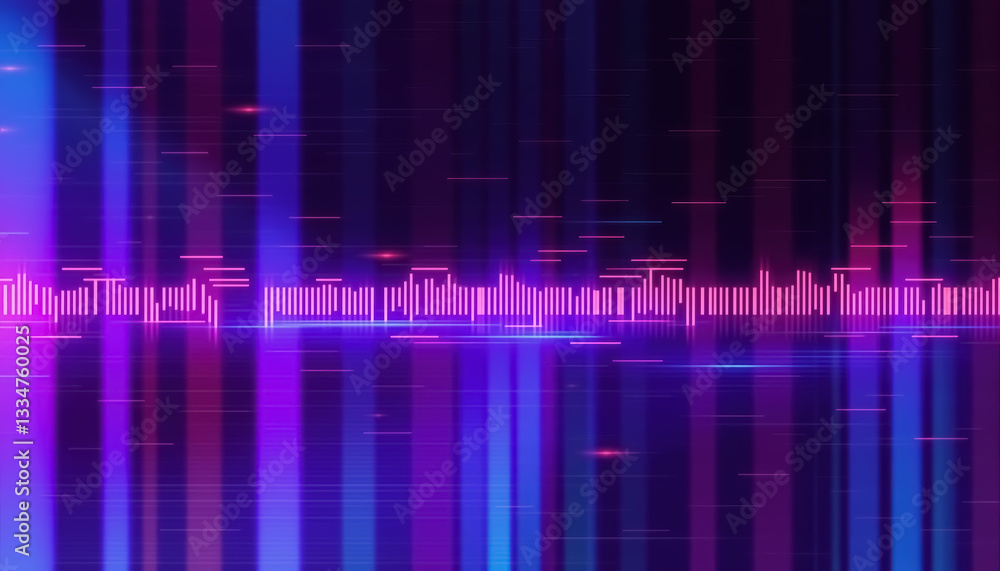 Leinwandbilder Vibrant audio waveform display with sleek lines and luminous colors dynamic pattern