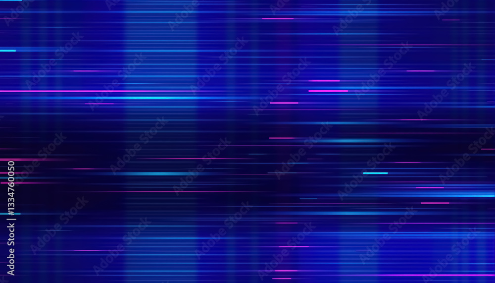 Poster Abstract blue background with horizontal lines and bands sense of movement and data flow