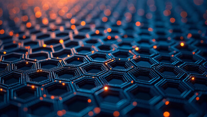 Obraz premium Futuristic Blue and Orange Hexagonal Pattern
