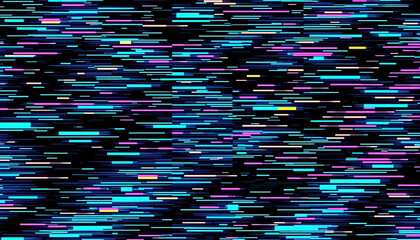 Digital static with horizontally aligned colorful lines on black backdrop visual noise
