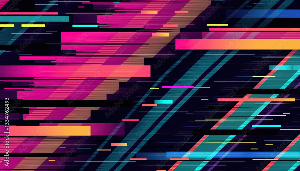 Poster dynamic glitch abstract background with colorful stripes and glitch effects futuristic vibe