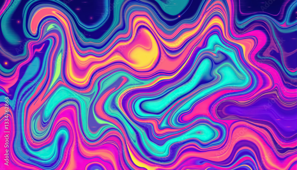 Poster vibrant abstract background with swirling lines of bright colors psychedelic effect
