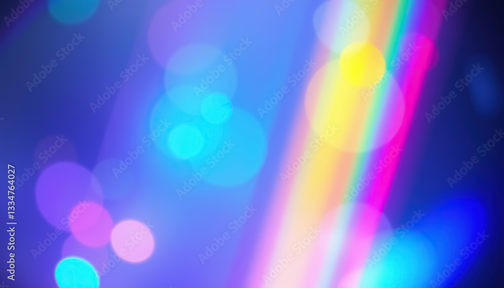 Aufkleber Abstract glowing background with soft bokeh lights and rainbow like light streak adding charm