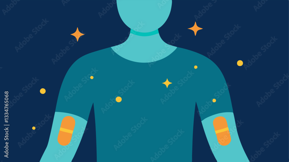 Poster patches on skin a closeup illustration showing antiaging patches applied to a persons arm featuring 