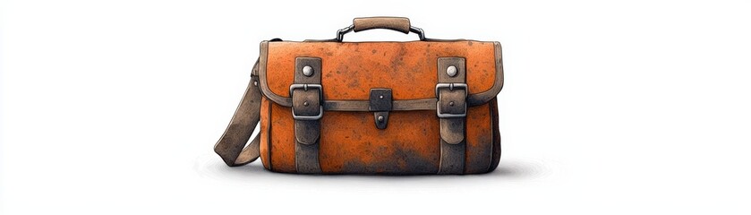 Vintage leather bag in orange color with a worn design, perfect for carrying essentials or as a stylish accessory.