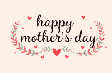 Greeting card with the inscription happy mother's day on the light background. Festive concept. Mother's Day greeting card