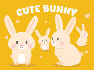 Easter greeting background with cute bunny vector illustration pattern