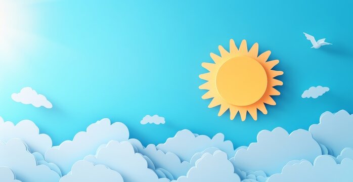 Sunny sky with puffy clouds - Powered by Adobe