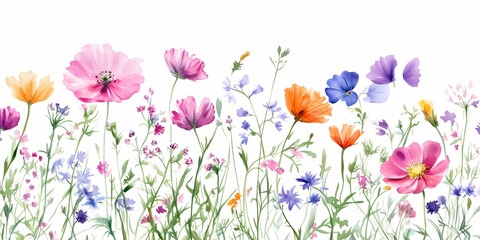 Naklejka premium Colorful spring wildflowers isolated