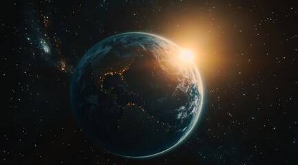 Obraz premium Earth from space, sunrise view