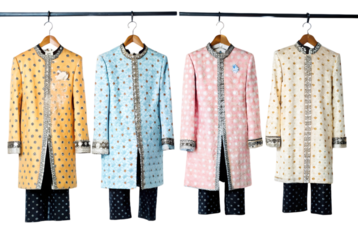 Indian groom s wedding sherwani hanging on display