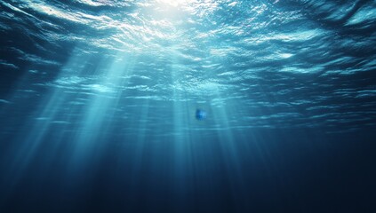 Underwater Sunlight Radiating Through Water