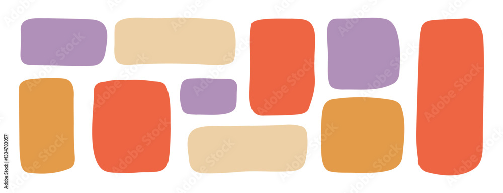 Poster hand drawn rectangle text box doodle colorful set. abstract geometric frame. empty kids simple textb