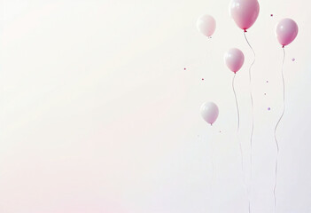 Fototapeta premium Pink and White Balloons Ascend: A Gentle, Dreamy Artwork