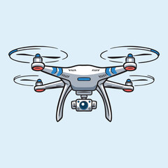 Vector isolated illustration of a flying quadcopter, drone.