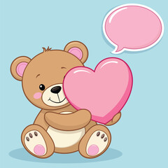 Fototapeta premium Adorable Illustration of the Heart of a Bear