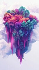 Fototapeta premium Vibrant Cloudscape with Colorful Trees and Dramatic Tapered Design