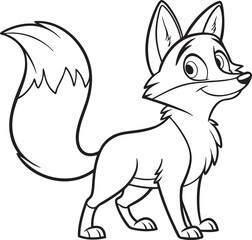 Obraz premium Cartoon Fox Line Art – Cute Animal Coloring Page for Kids & Adults