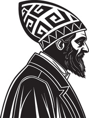 Ancient Historical Figure Illustration – Black and White Vintage Portrait Art