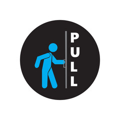 Pull To open Door sticker Vector illustration 04