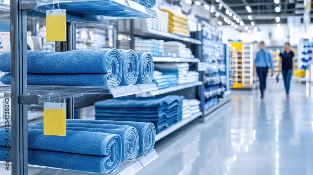 Poster retail display of neatly stacked towels