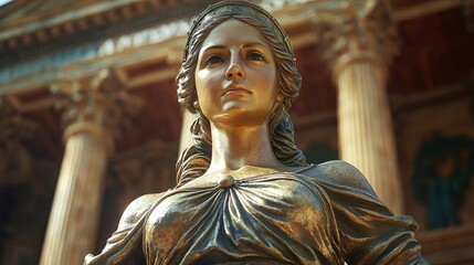 Obraz premium Symbolic Lady Justice Figure Holding Scales and Sword in Legal Theme