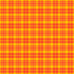 Colorful plaid repeat pattern.Checkered tartan seamless pattern in orange and yellow.Geometric graphic vector illustration background design for fabric and print.