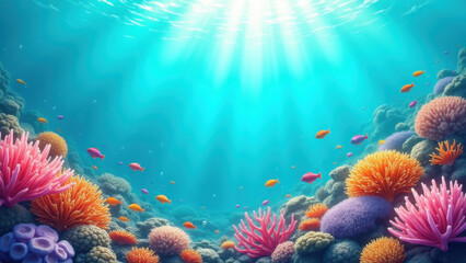 a vibrant coral reef under shallow turquoise waters colorful marine life