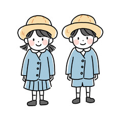 園児のイラスト　黄色帽子