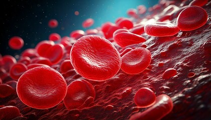 Hyper-realistic rendering of deformed red blood cells showing sickle cell anemia
