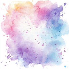 Gentle blend of pastel watercolor washes in pink, purple, blue, and yellow creating a soft and calming abstract background with paper texture