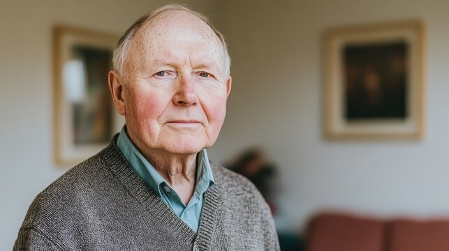 Thoughtful Senior Man Portrait in Home Setting