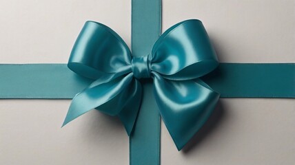 Blue Ribbon, Blue ribbon bow on present background with festive decorations, Close-up picture of blue ribbon on white present isolated on white background