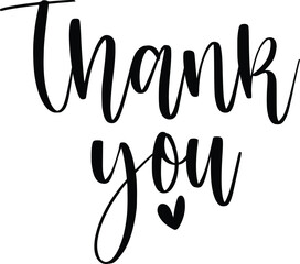 Thank you typography design on plain white transparent isolated background for card, shirt, hoodie, sweatshirt, apparel, tag, mug, icon, poster or badge
