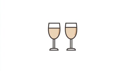 Two wine glasses, celebration, white background, simple illustration, website design