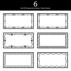 Hand Drawn Elegant Ornamental Floral Frames Set | Vintage Decorative Borders for Invitations, Certificates And  Posters