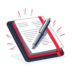 Notebook and pen vector with a modern minimalist design. Symbolizing writing, journaling, creativity, education, and productivity.