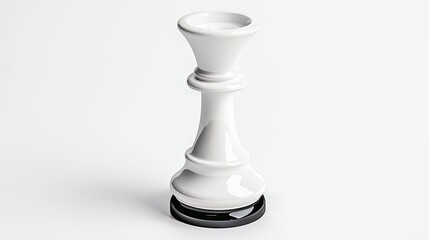 White Chess Queen on White Background