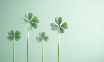 Delicate Shamrock Trio Against a Soft Background