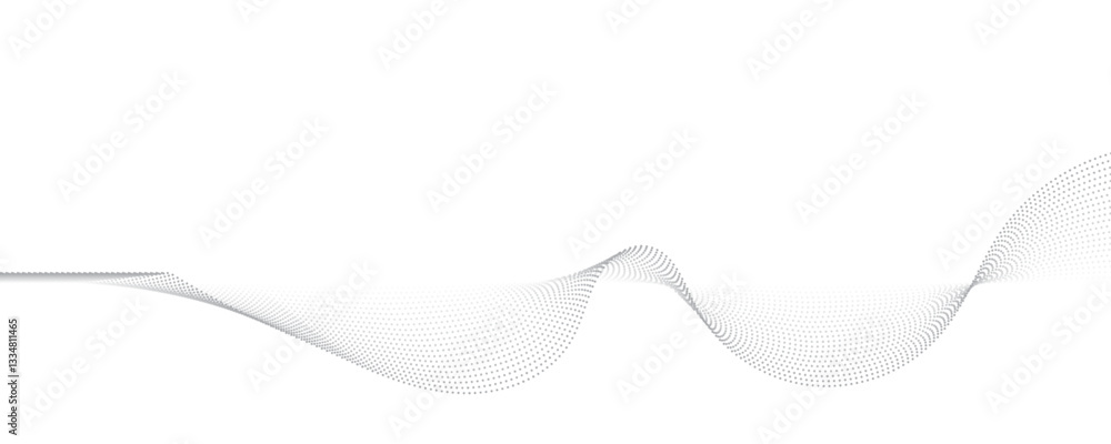Aufkleber abstract gray wave dynamic curve dots lines background. energy technology concept halftone modern ba