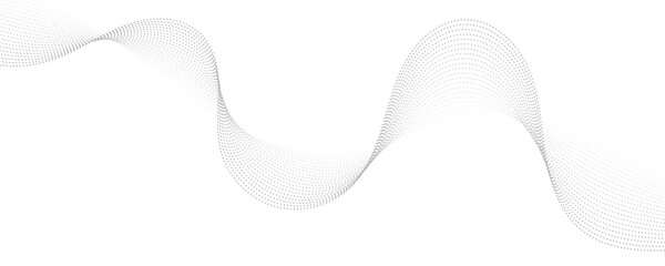 Abstract gray wave dynamic curve dots lines background. Energy technology concept halftone modern backdrop design for business, presentation, banner.