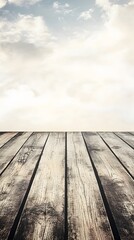 Rustic Wooden Deck Sky Background Image