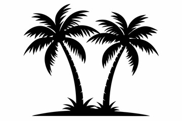 coconut tree line art silhouette vector illustration