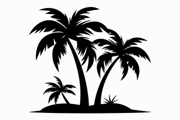 coconut tree line art silhouette vector illustration