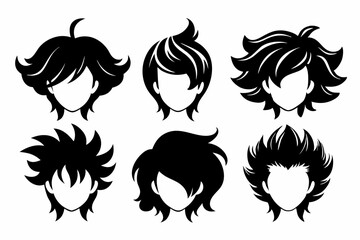 Obraz premium set of hair line art silhouette vector illustration